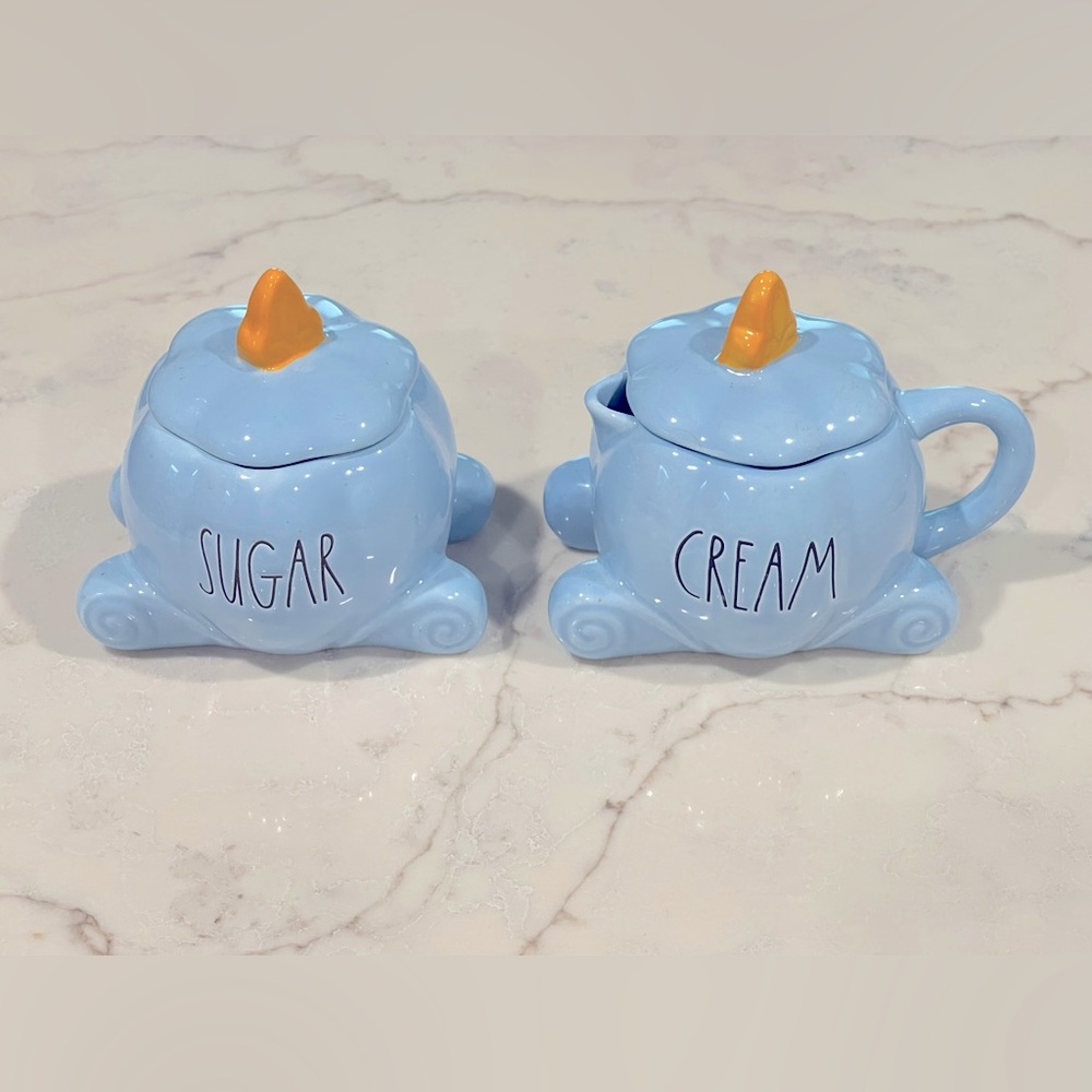 Rae Dunn Disney Cinderella Pumpkin Carriage Sugar and Cream Creamer Set NEW